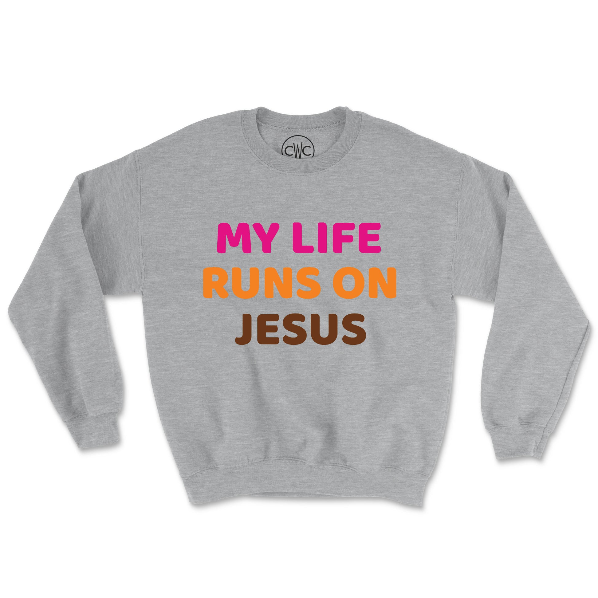 MY LIFE RUNS ON JESUS (UNISEX FIT) CREWNECK. 30% OFF FOR A LIMITED TIME