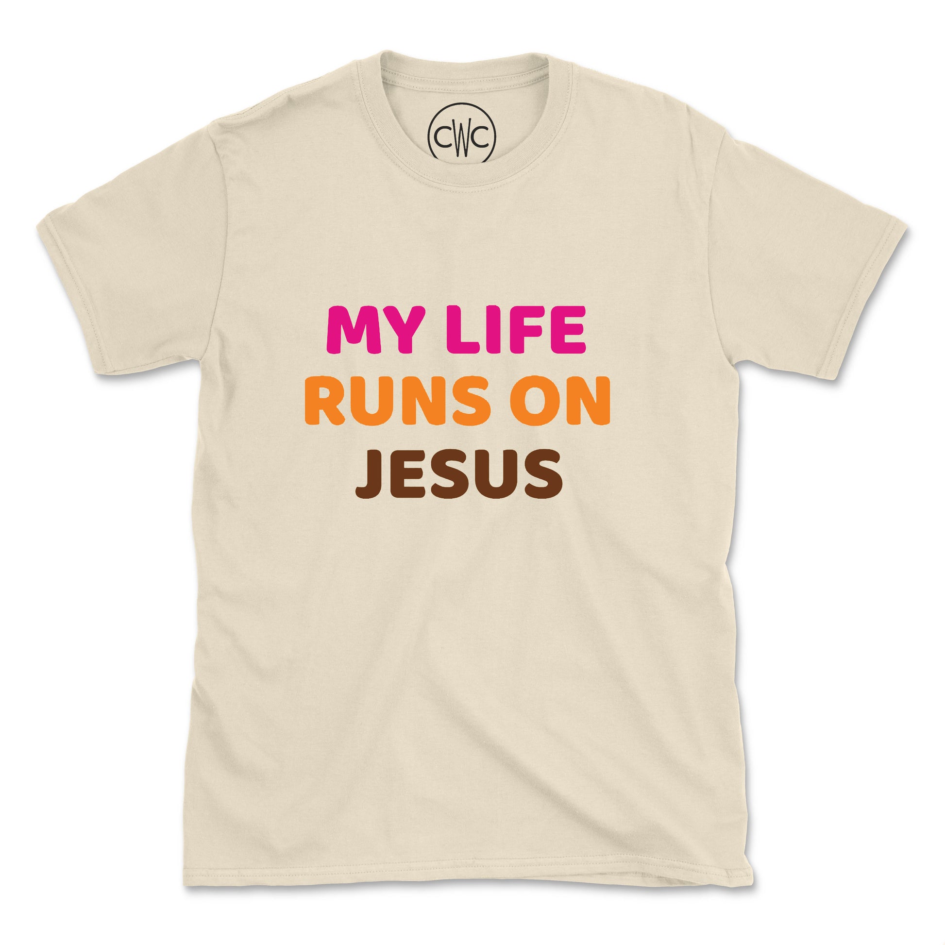 MY LIFE RUNS ON JESUS (UNISEX FIT) TEE. 30% OFF FOR A LIMITED TIME