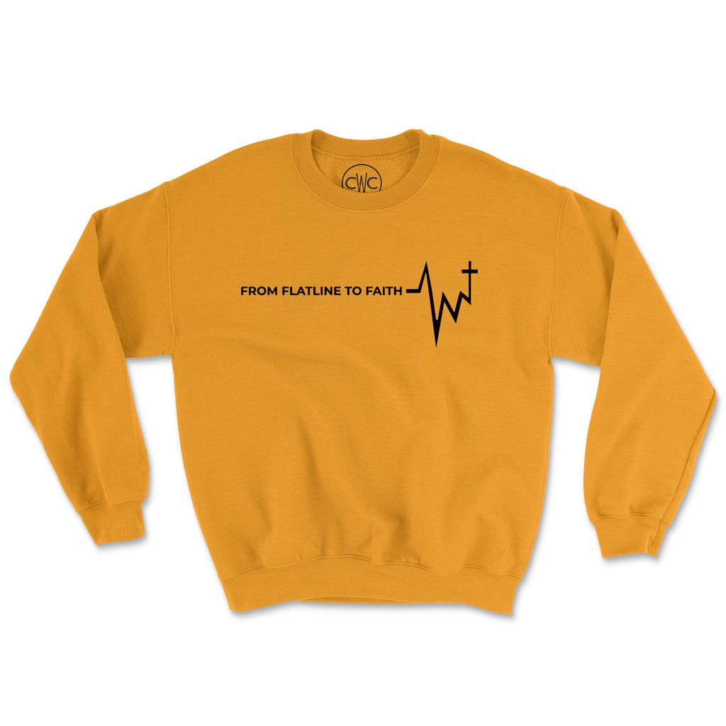 FLATLINE TO FAITH (UNISEX FIT) CREWNECK. 30% OFF FOR A LIMITED TIME