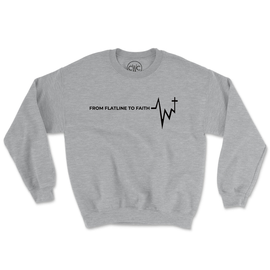 FLATLINE TO FAITH (UNISEX FIT) CREWNECK. 30% OFF FOR A LIMITED TIME