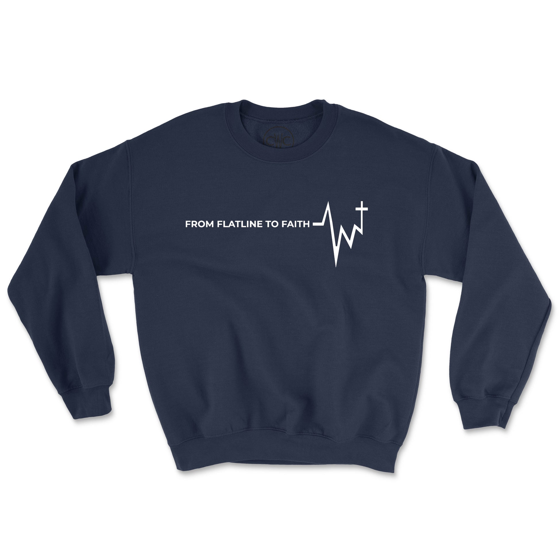 FLATLINE TO FAITH (UNISEX FIT) CREWNECK. 30% OFF FOR A LIMITED TIME