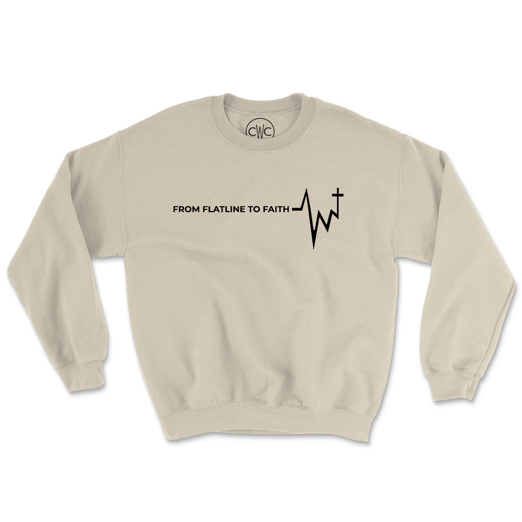FLATLINE TO FAITH (UNISEX FIT) CREWNECK. 30% OFF FOR A LIMITED TIME