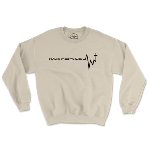 FLATLINE TO FAITH (UNISEX FIT) CREWNECK. 30% OFF FOR A LIMITED TIME